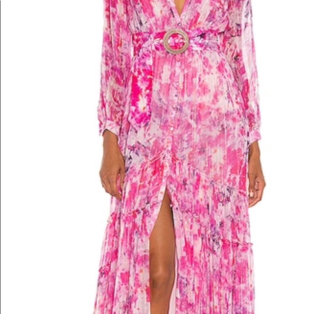 Rococo sands, size S, belted dress, worn twice, like new. Hot pink print.